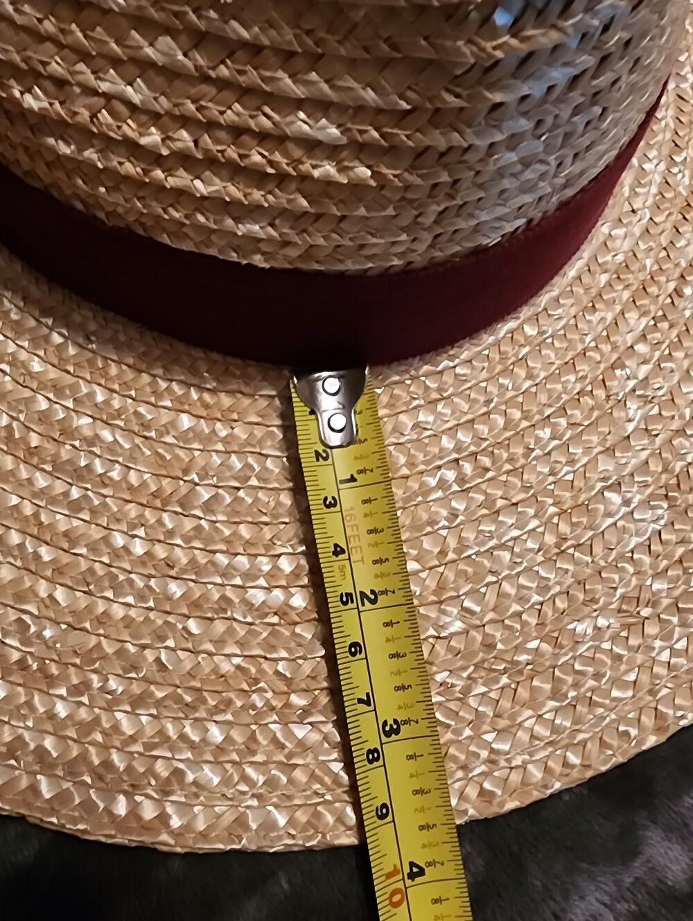 BRIXTON WOMEN'S STRAW HAT WITH BURGANDY RIBBON SIZE S - Picture 5 of 11